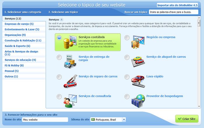 Crie você mesmo seu site grátis