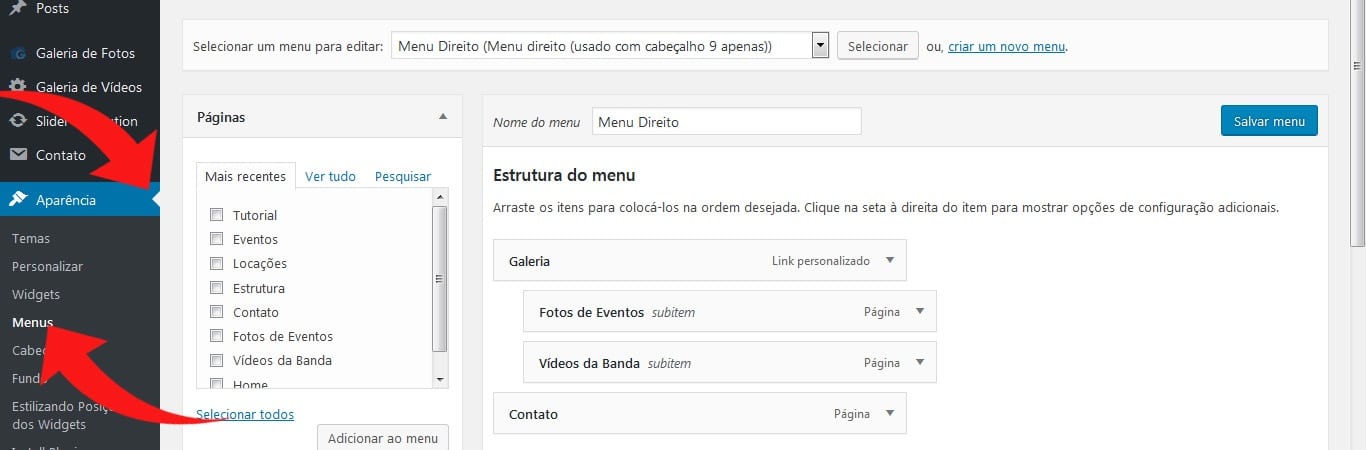 10 – Editar Menus