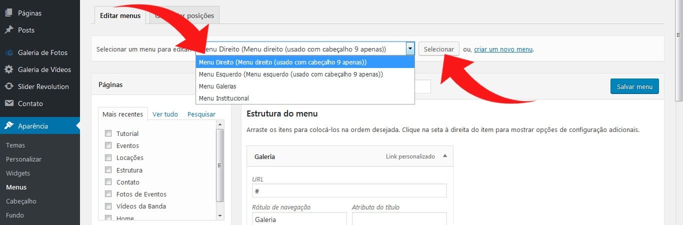 10 – Editar Menus